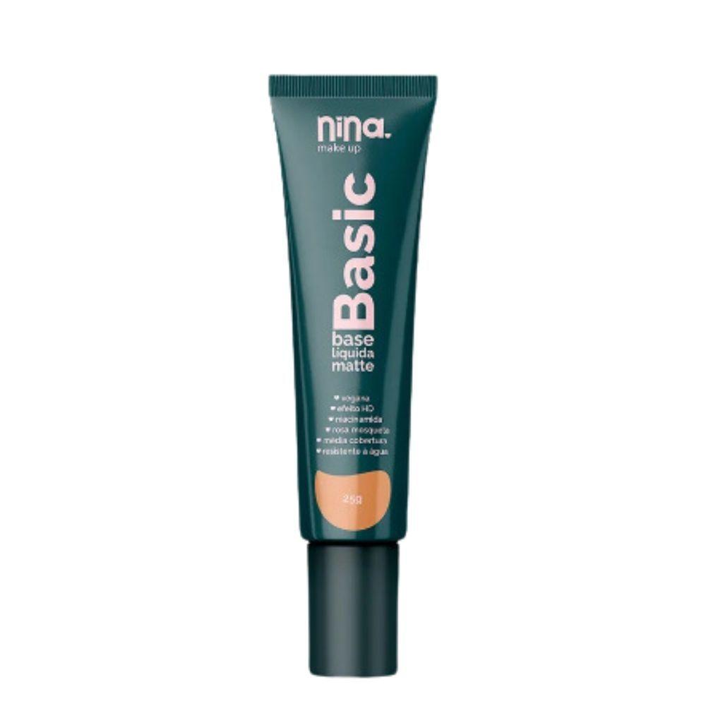 Miniatura Kit Nina Makeup Base Líquida Basic+pó Compacto Instant Cor 3