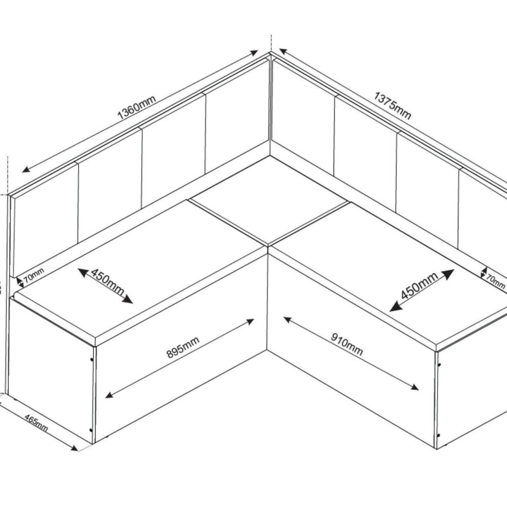 Miniatura Conjunto Canto Alemão com Baú Mesa 120x77,5cm Tampo sem Vidro com 2 Cadeiras Milão Mel/Kaki