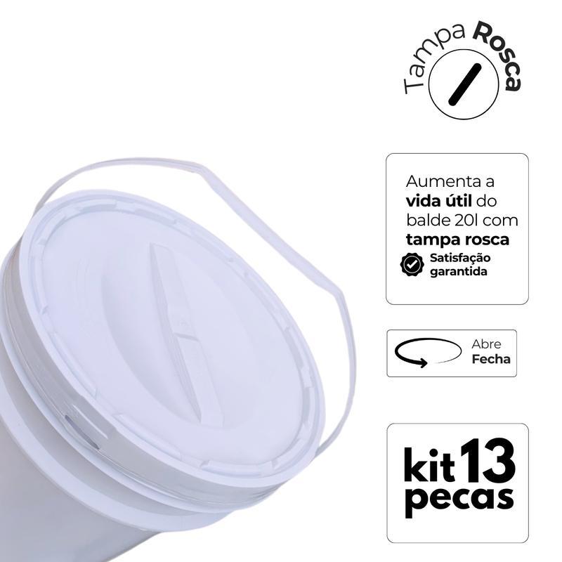 Miniatura Balde Para Fermentação 20L Tampa De Rosquear - Kit 13 Pçs