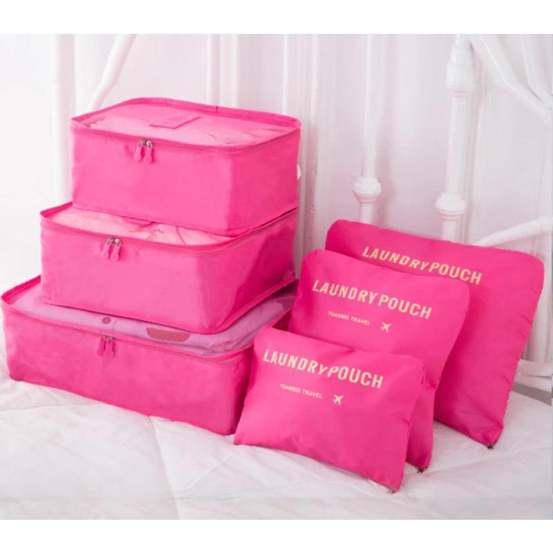 Miniatura Kit 6 Bolsas Organizadoras Para Mala / Bagagem- Pink