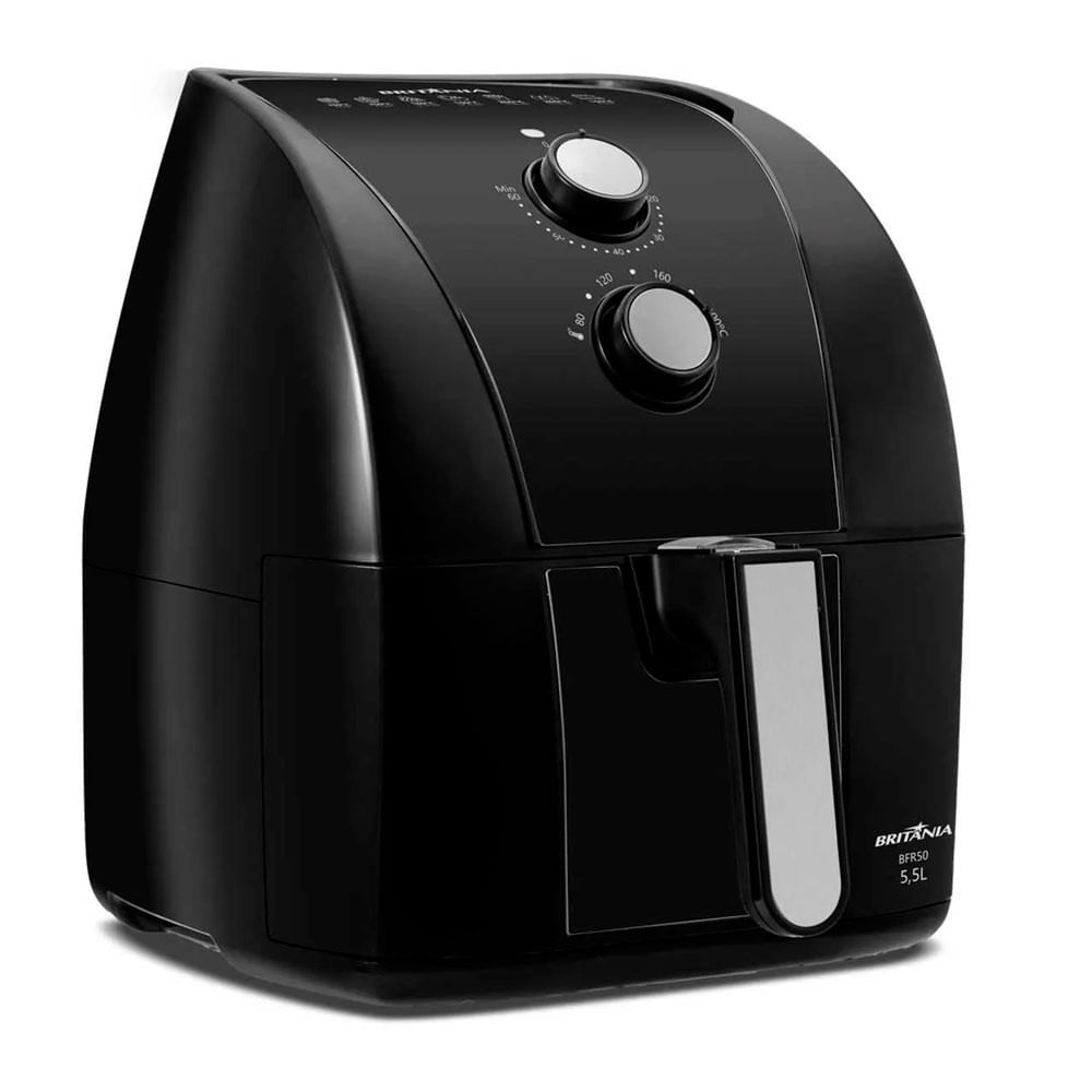 Fritadeira Elétrica Sem Óleo Air Fryer Britânia 5.5L 1500W BFR50 Redstone com Inox Preto - 110V