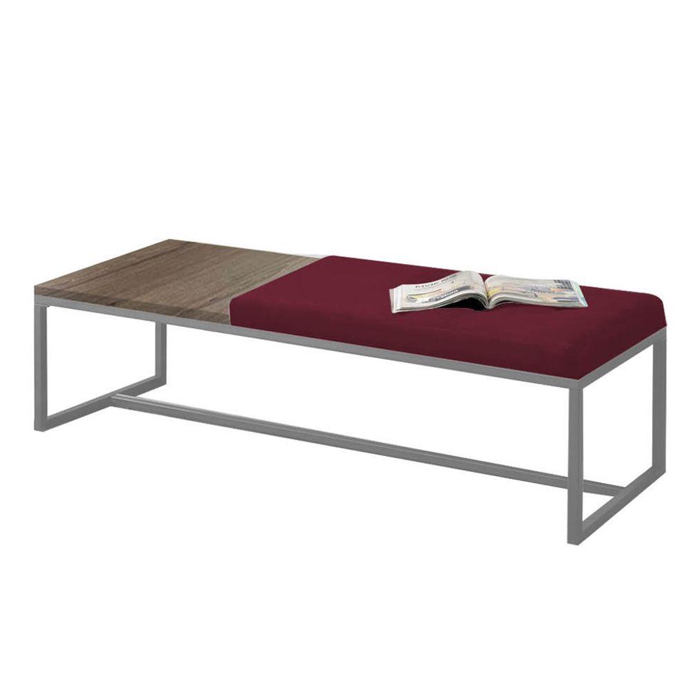 Miniatura Calçadeira Recamier Londres 140cm Cinza Suede Bordô Mdf Madeira - Ahazzo Móveis