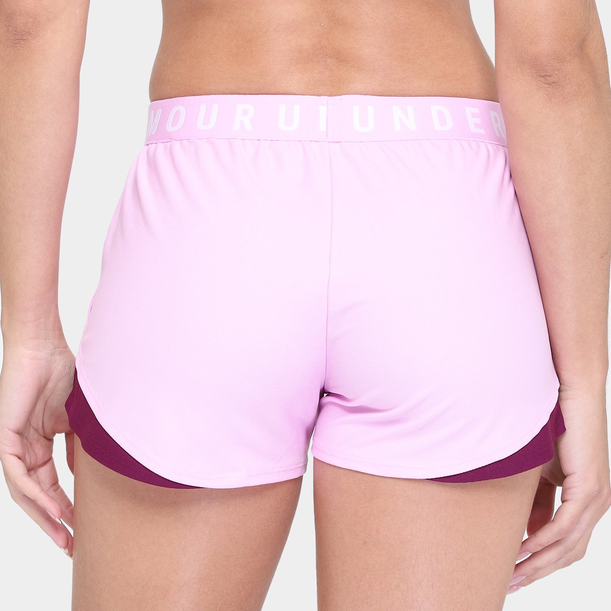 Miniatura Short Under Armour Play Up 3.0 Feminino Roxo+Branco - G
