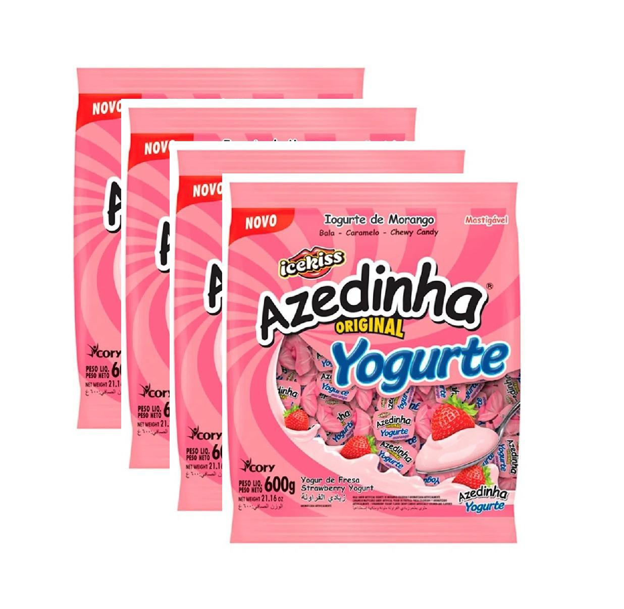 Miniatura Kit 4 Pacotes Bala Azedinha Iogurte Mastigável 600Gr Cada