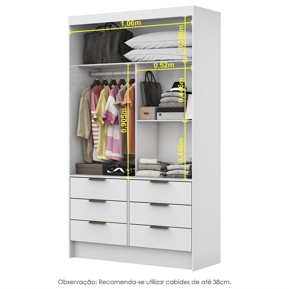 Guarda Roupa Sevilha 2 Portas De Correr Com Espelho Carioca Móveis Branco