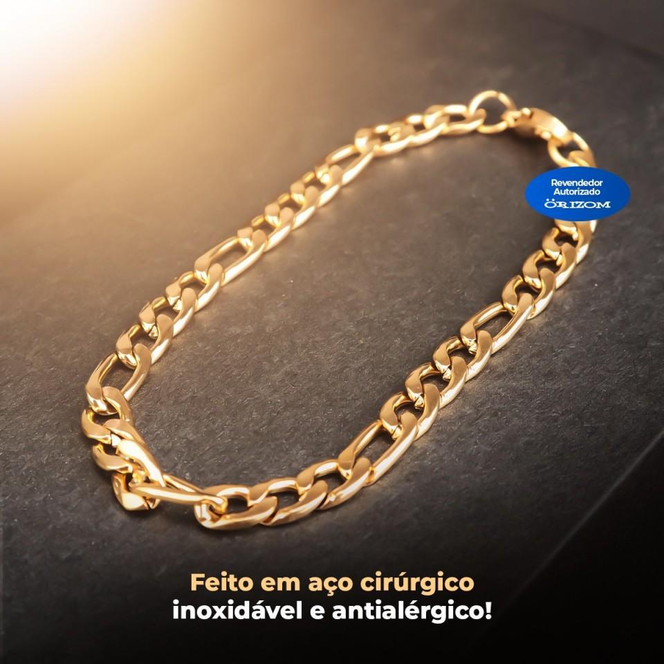 Miniatura Kit Masculino Aço Colar Crucifixo + Pulseira - Di Fiore