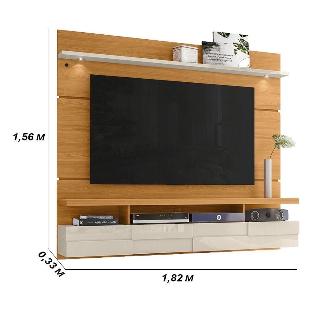Miniatura Painel Bancada Suspensa Com Led Tvs Até 60 Polegadas Lana 1.8 - Cinamomo Off White