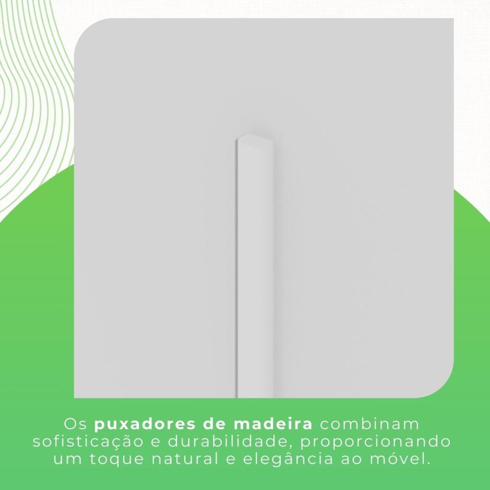 Guarda-roupa com Pés e Espelho Casal 3 Portas 9 Gavetas Luana Branco