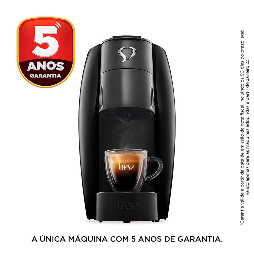 Miniatura Cafeteira Espresso LOV TRES 3 Corações Preto - 110V