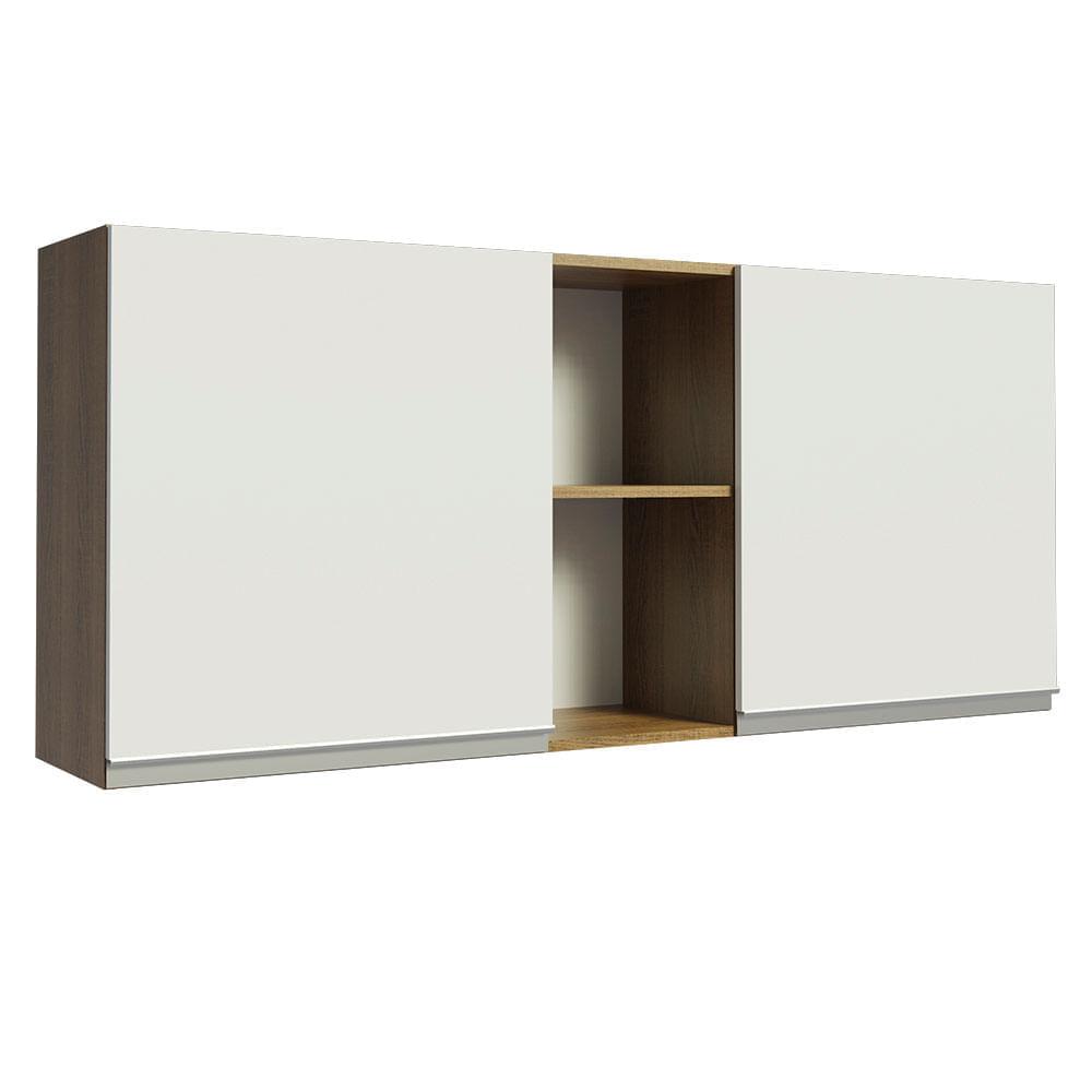 Miniatura Armário Aéreo Madesa Glamy 150 cm 2 Portas e 2 Nichos Rustic/Branco Cor:Rustic Branco