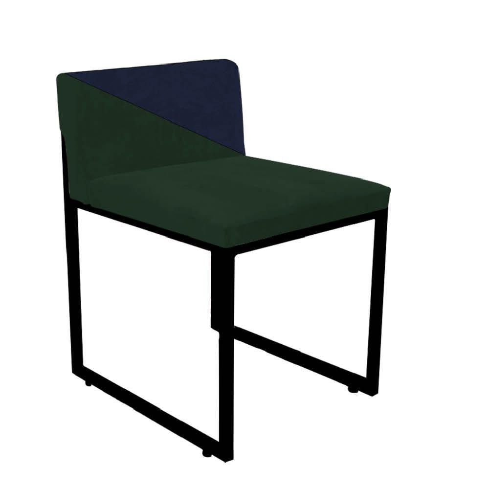 Miniatura Kit 07 Cadeira Lee Duo De Jantar Industrial Ferro Preto Suede Verde E Azul Marinho - Amey Decor