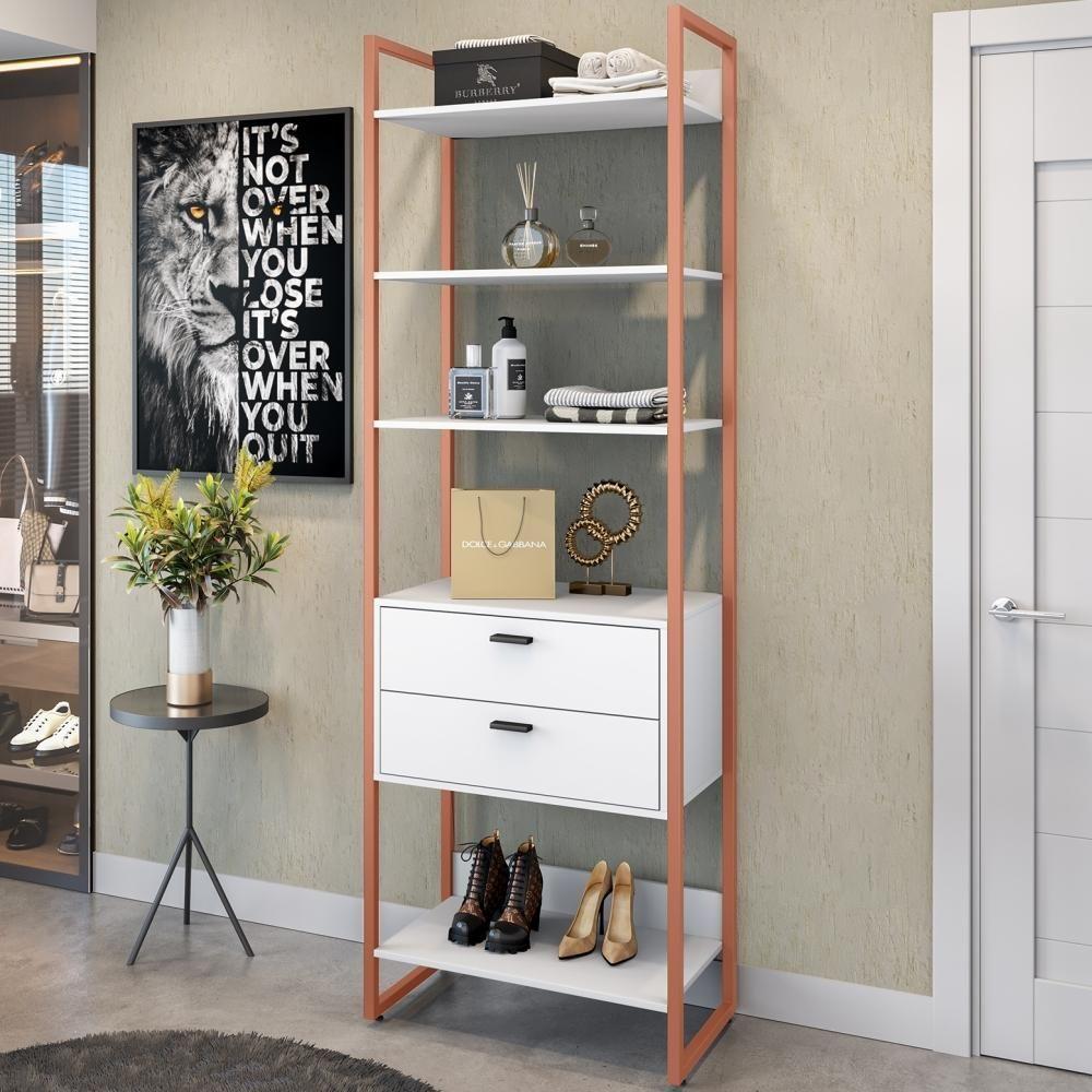 Miniatura Roupeiro Cloe Com Gavetas Branco Cobre