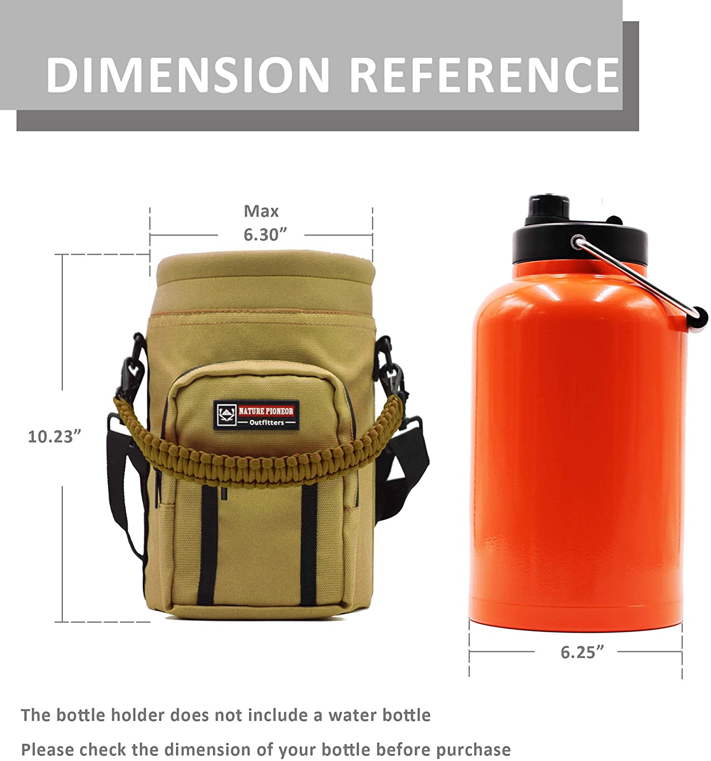 Miniatura NATURE PIONEOR Bolsa Térmica para Garrafa 1L com Alça para T ransporte e Bolsos Garrafa não incluída Marrom