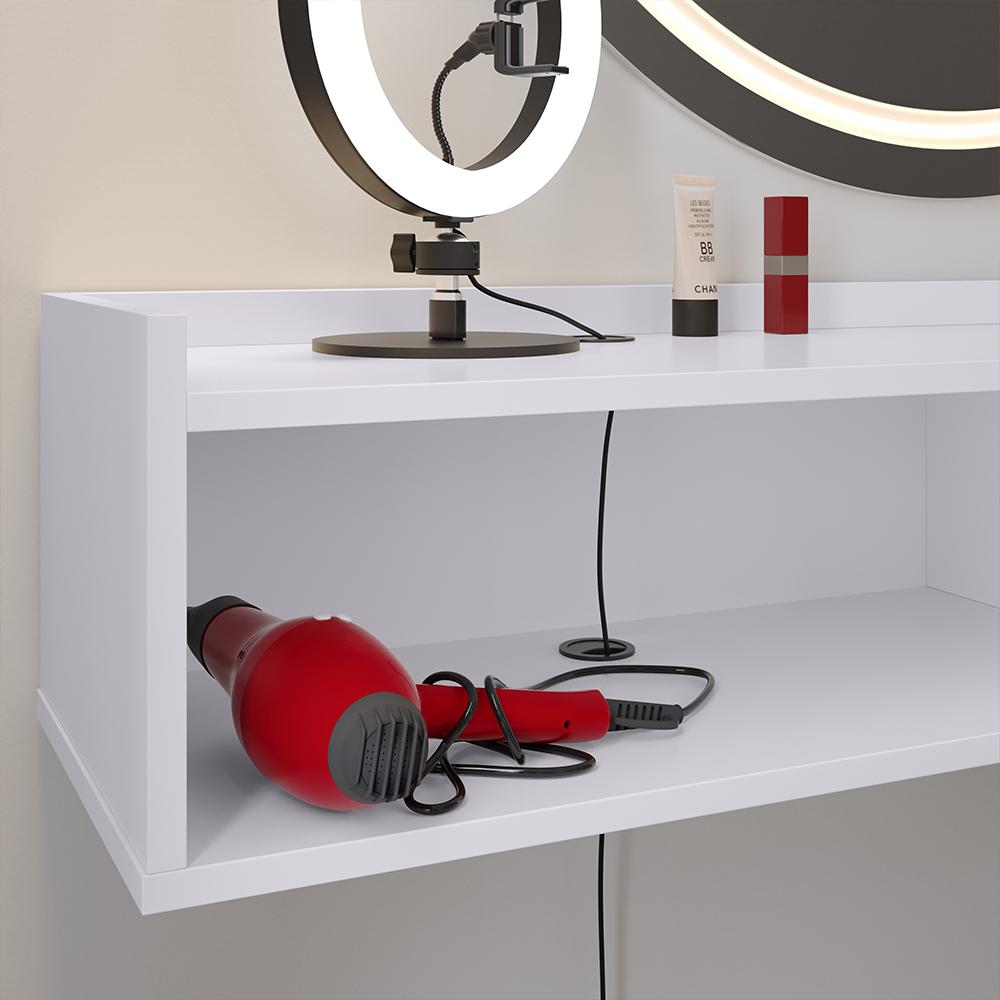Miniatura Penteadeira Suspensa Classic 90 cm Porta Joia Mesa Maquiagem Camarim Quarto Pequeno - Branco - RPM