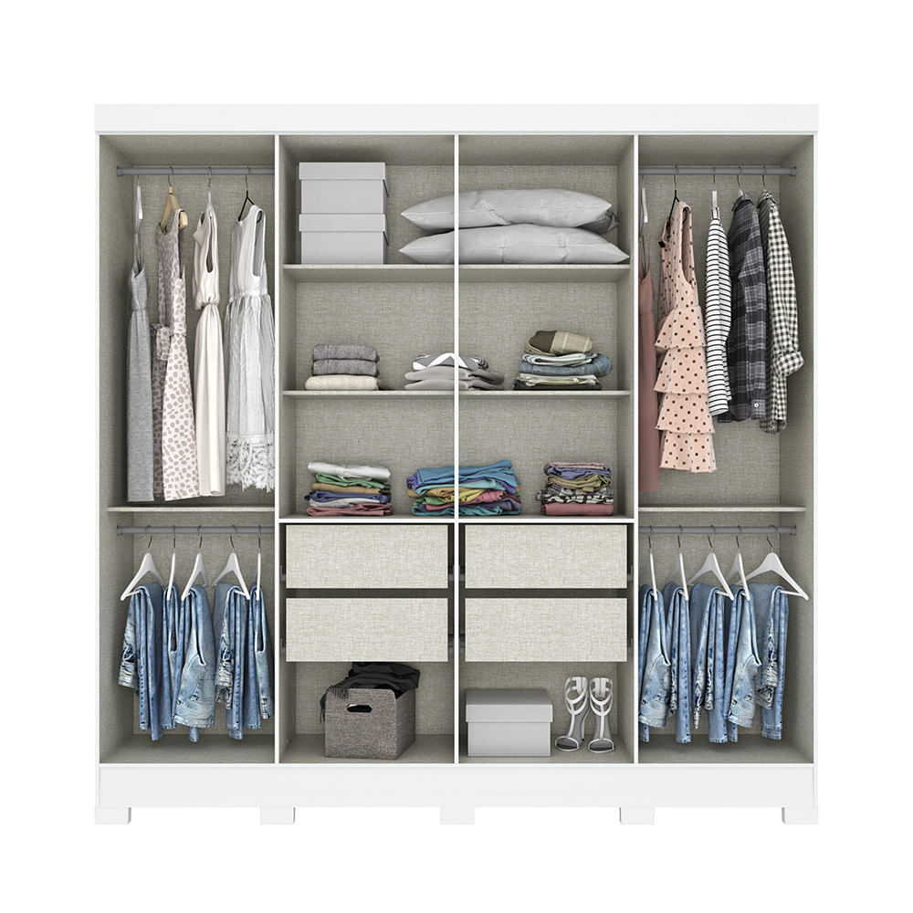 Miniatura Guarda Roupa Casal 8 Portas 4 Gavetas Malibu Casa 812 Branco