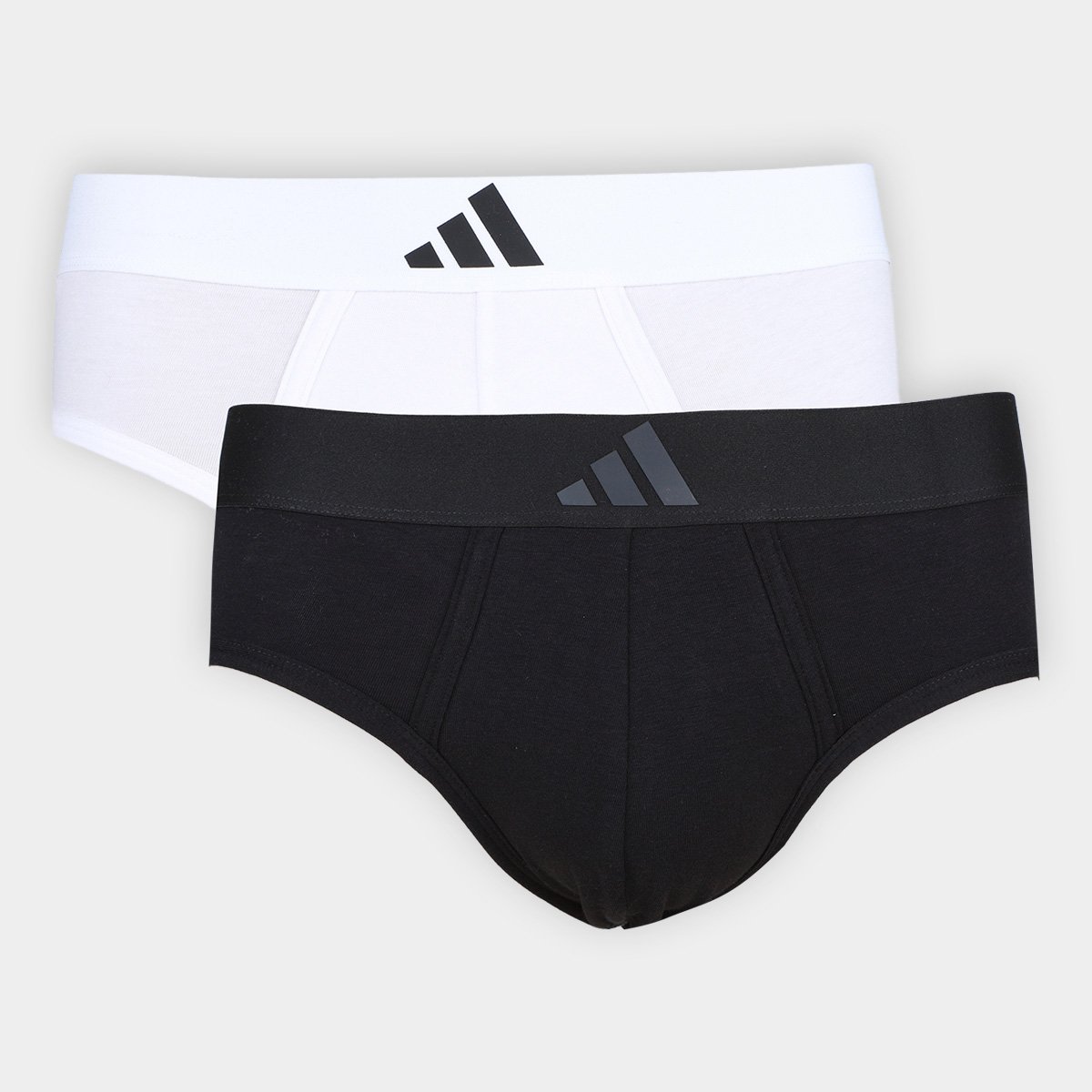 Miniatura Kit Cueca Slip Adidas Cavada 2 Peças Preto+Branco - G