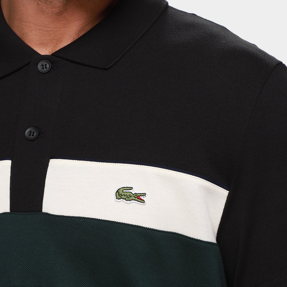 Miniatura Camisa Polo Lacoste Casual Masculina Preto+verde - G