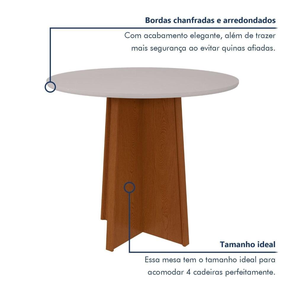 Miniatura Mesa de Jantar 100x100cm Tampo MDF/Vidro Celebrare Frassino/Off White