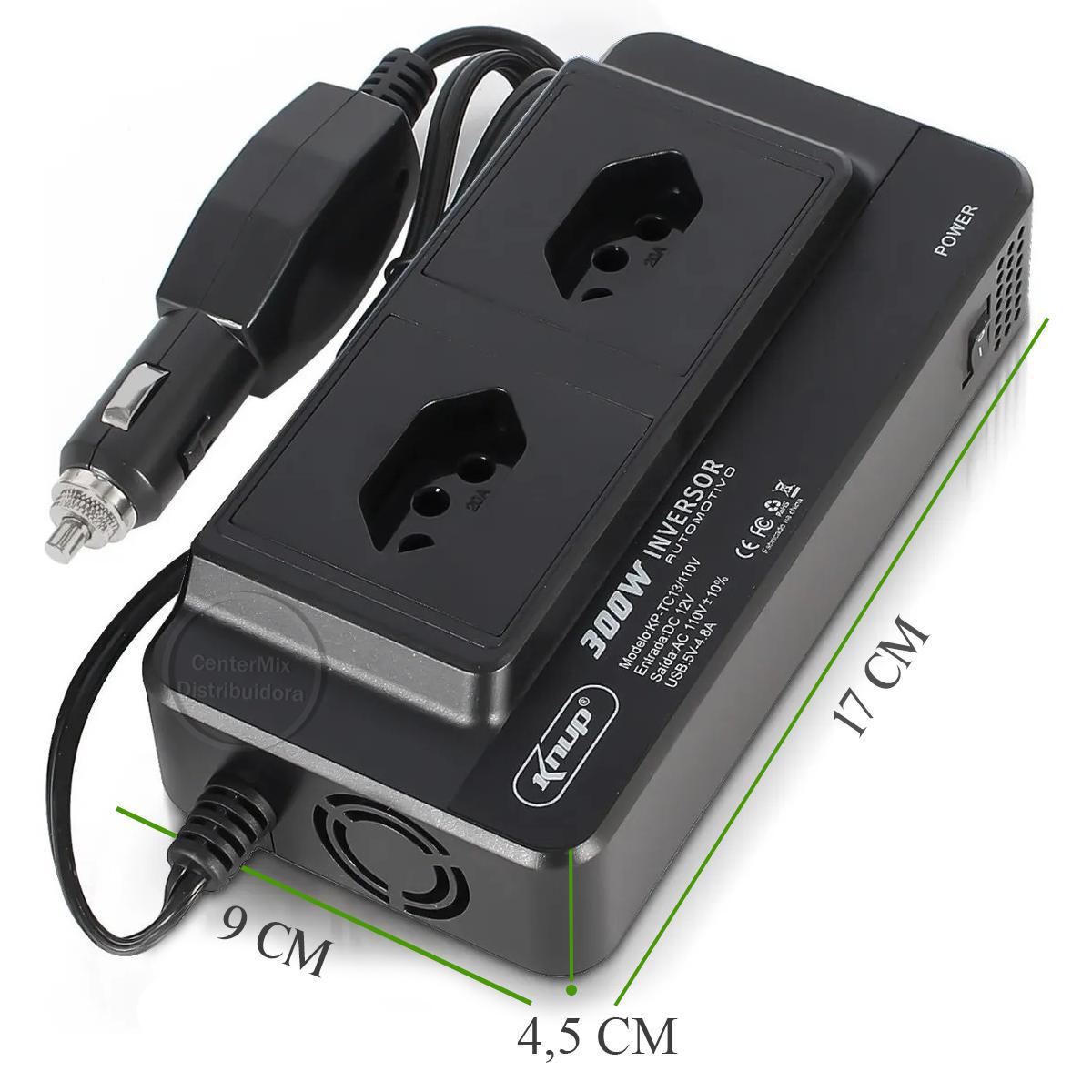 Miniatura Inversor 12V Para 110V 300W Conversor Tensão E Usb 4 Portas