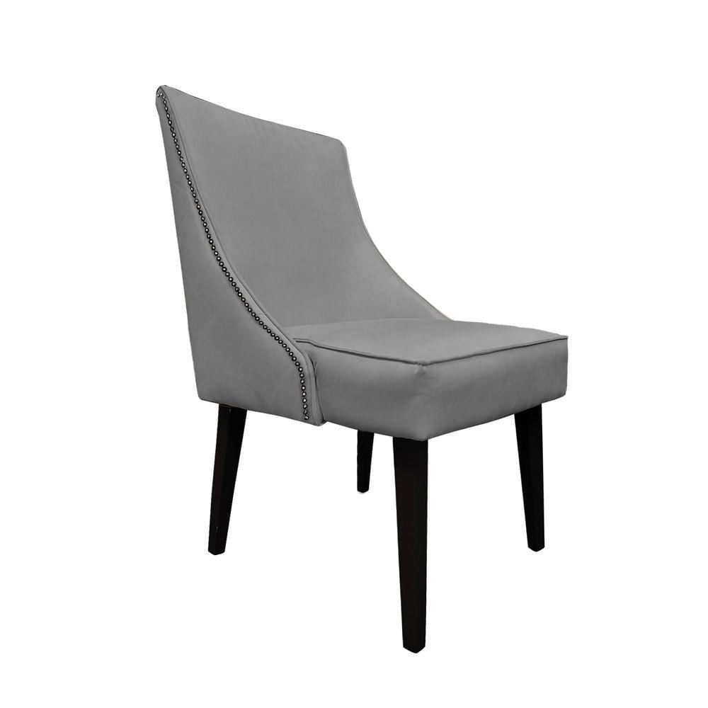 Miniatura Cadeira De Jantar Bela Com Tachas Suede Cinza - Dominic Decor