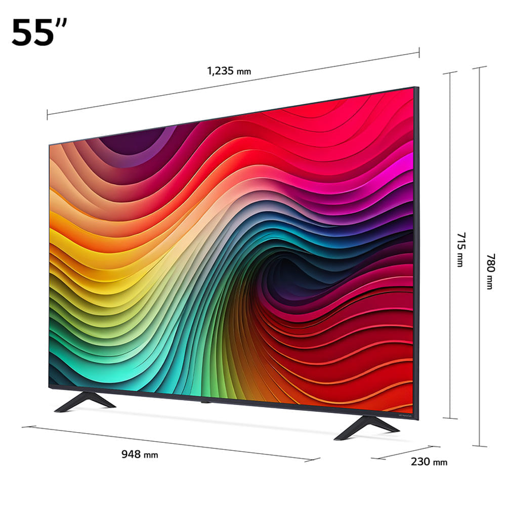 Miniatura Smart TV 4K LG NanoCell 55" Polegadas 55NANO80TSA, Processador α5 Ger7 AI, Alexa, Controle Smart Magic e Wi-Fi Bivolt