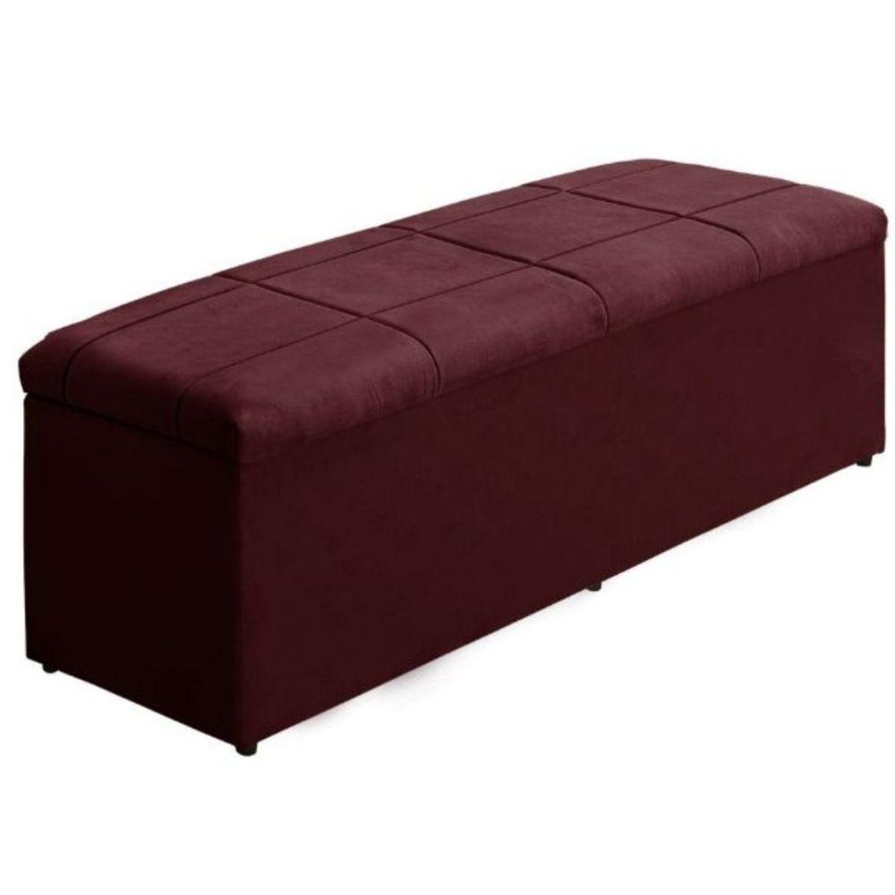 Miniatura Calçadeira Baú Recamier Queen 158 Cm Raissa Suede Marsala