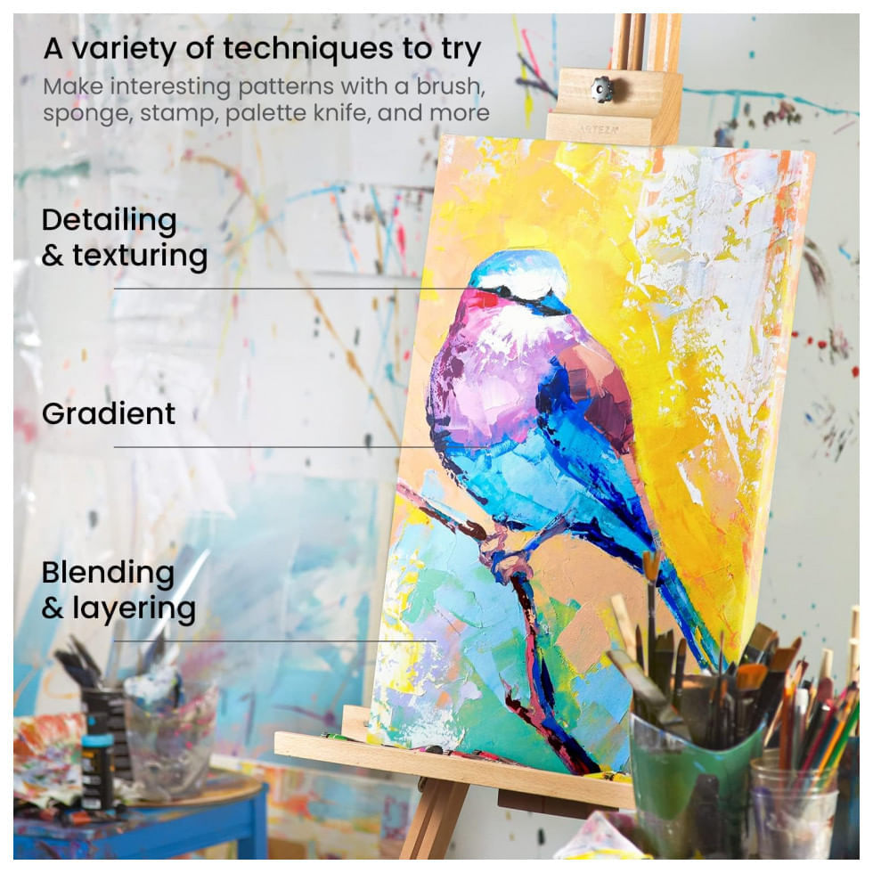 Kit de Tinta Acrílica Profissional com Cores Essenciais, 14 Peças, ARTEZA