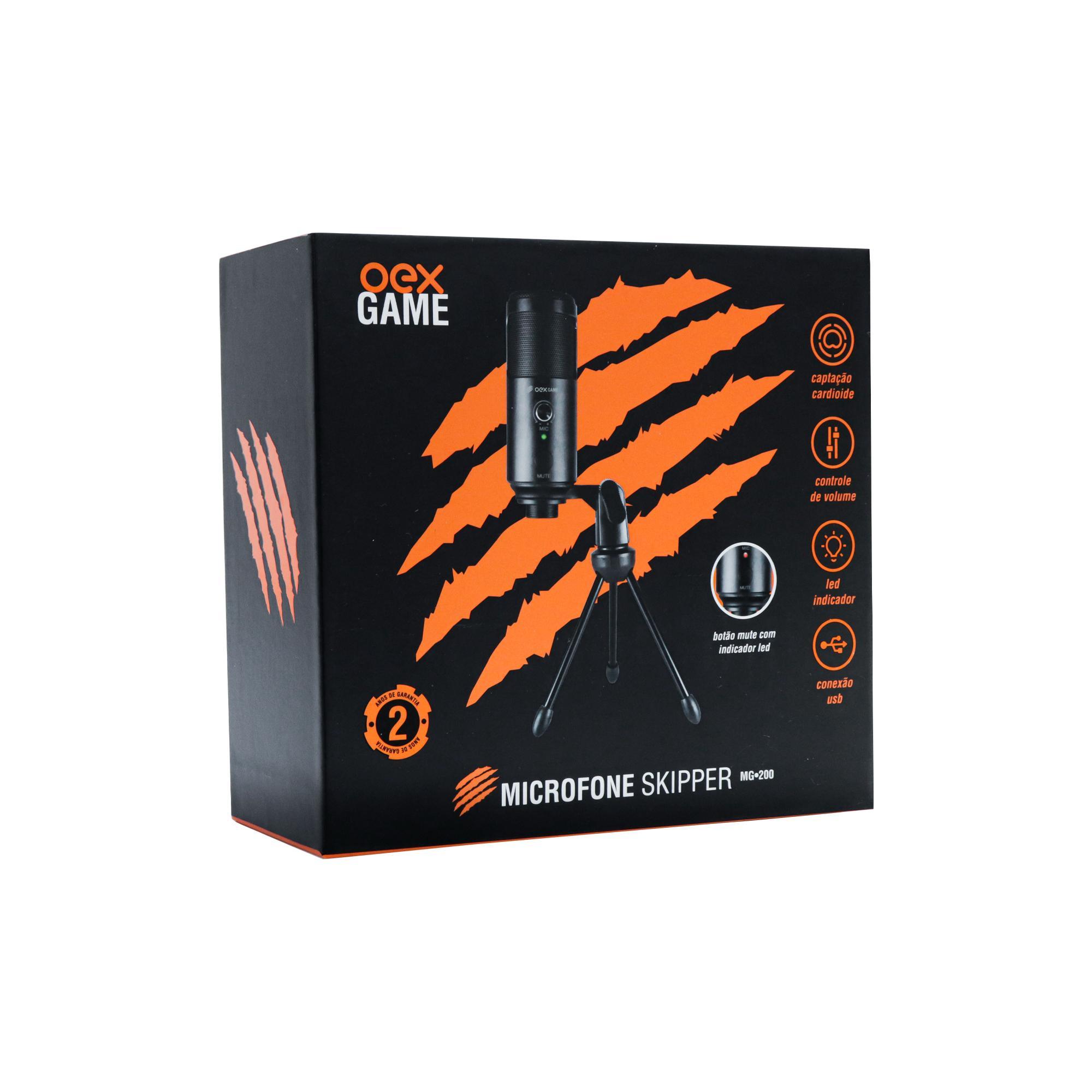 Miniatura Microfone De Mesa Streamer Gamer Usb Oex Mg200