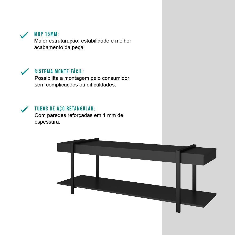 Rack Para Tv Habitat Preto E Tubos Pretos Carraro