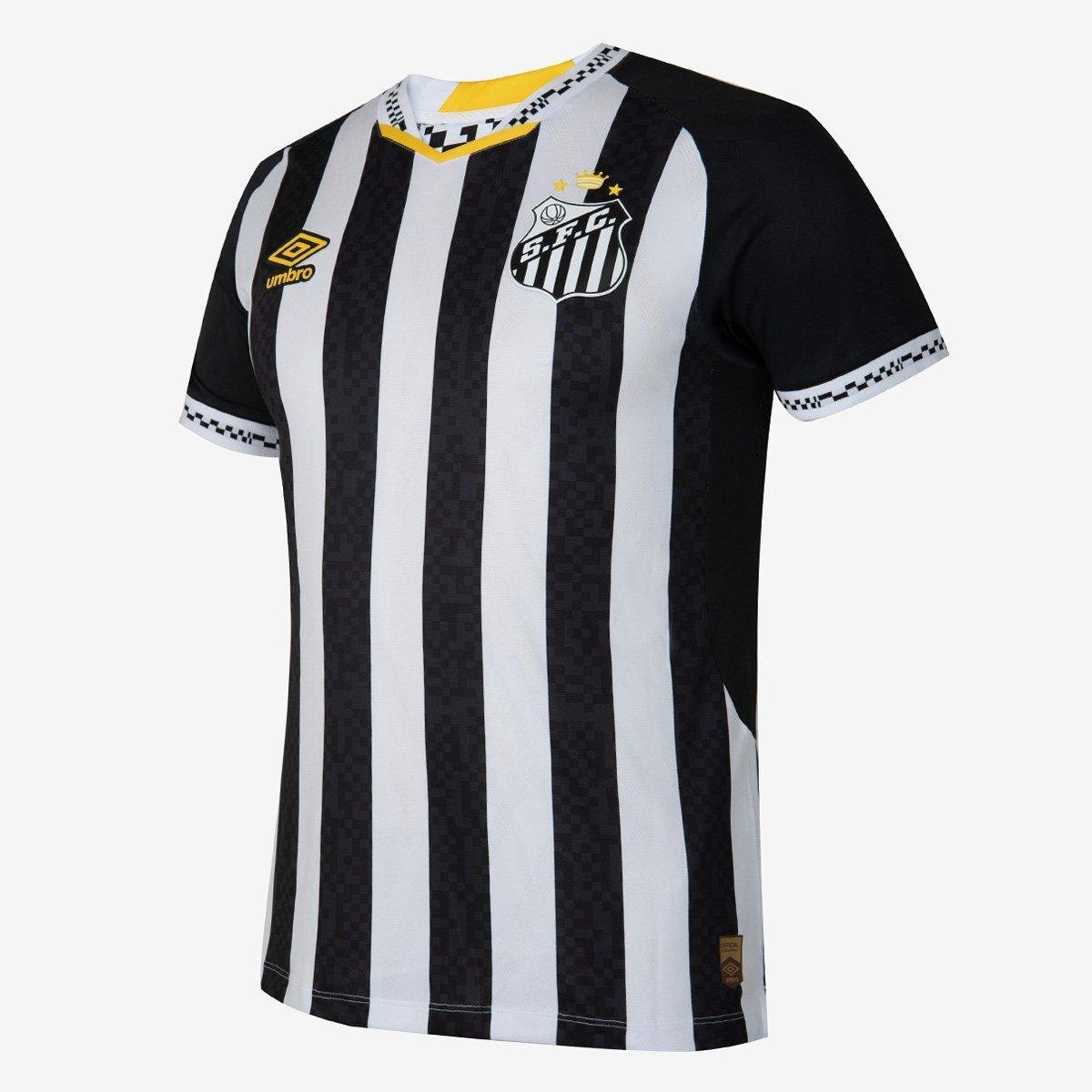 Miniatura Camisa Santos II 25/26 Neymar N° 10 Jogador Umbro Masculina Preto+Branco - G
