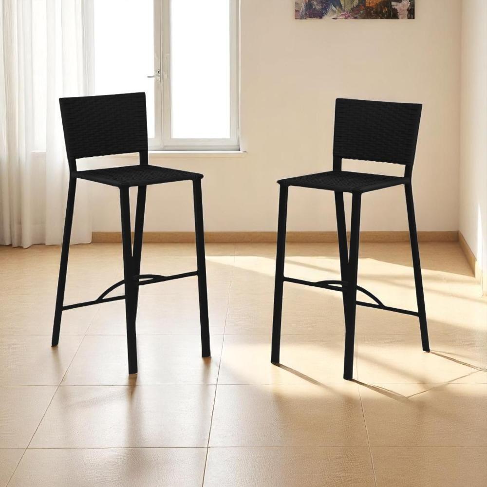 Miniatura Kit 2 Banqueta Alta Para Cozinha Bistrô Balcão Bar Preto