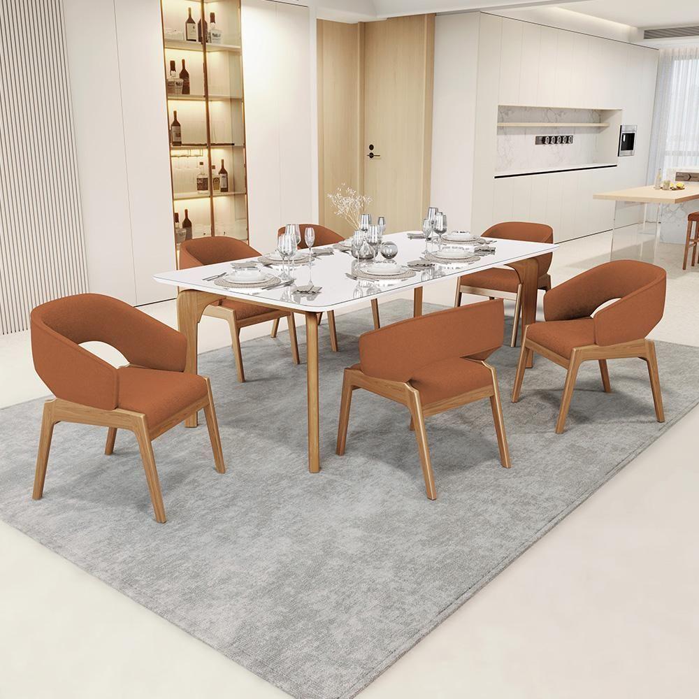 Miniatura Kit 03 Cadeiras De Jantar E Estar Living Estofada Lince L02 Bouclê Terracota - Lyam Decor