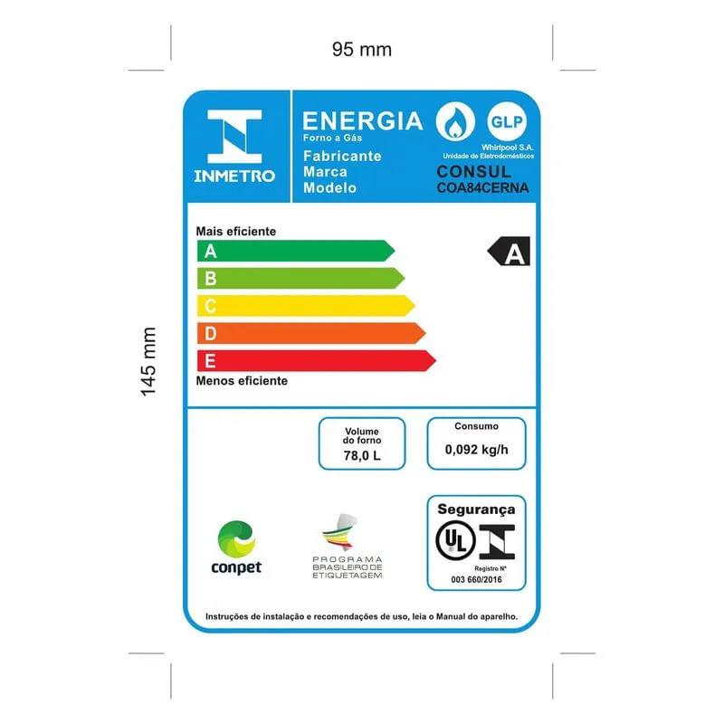 Forno de Embutir a Gás Consul 78L Preto com Grill COA84CE Bivolt