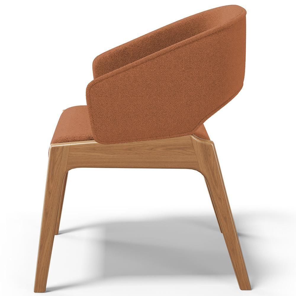 Kit 03 Cadeiras De Jantar E Estar Living Estofada Lince L02 Bouclê Terracota - Lyam Decor