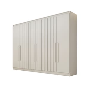 Miniatura Guarda-Roupa Europa Mademarques Sicilia, 6 Portas de Bater, 4 Gavetas e 15 prateleiras - 210cm de Largura Off White