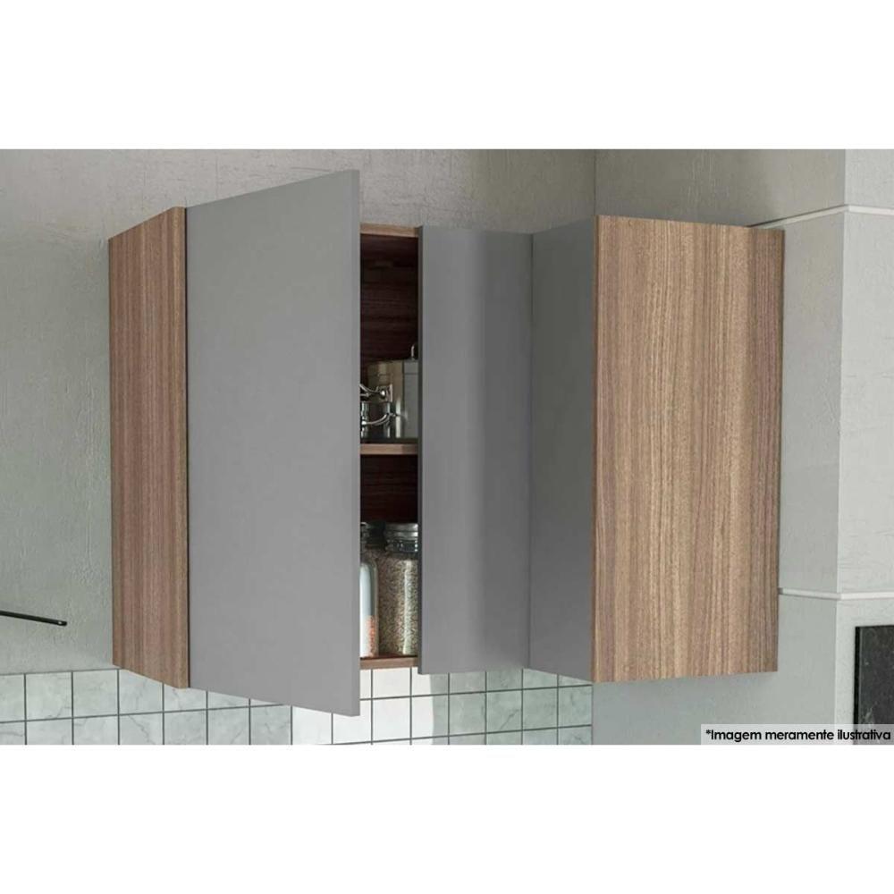 Miniatura Armário Aéreo P- Cozinha Canto Reto Mali C- 2 Portas 90cm Castanho-cinza - Politorno