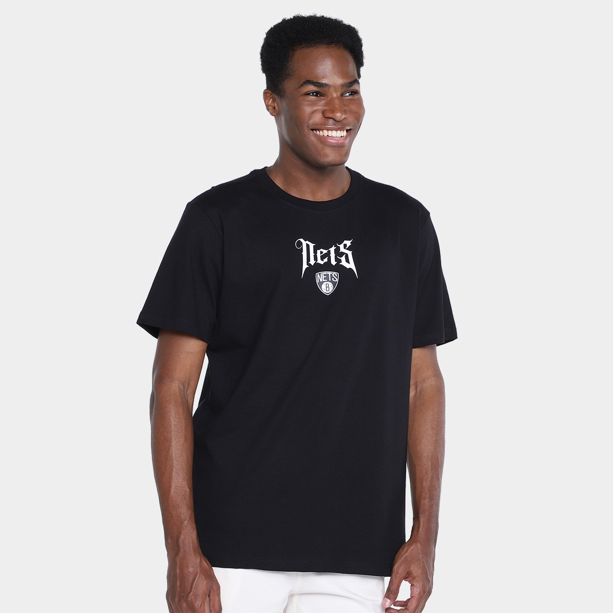 Miniatura Camiseta NBA Brooklyn Nets Paisley Masculina Preto - P