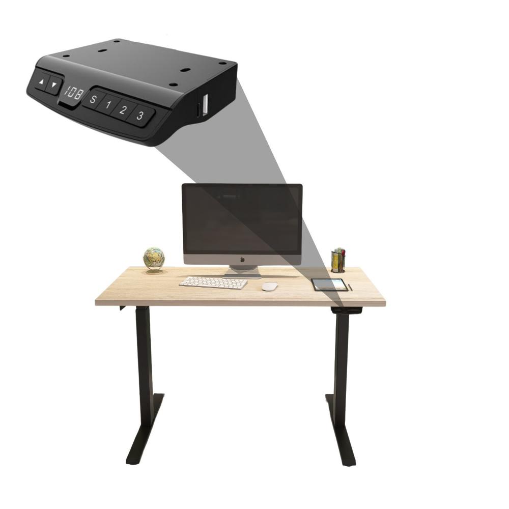 Mesa com Regulagem de Altura Elétrica Escrivaninha 150cm Mee1500p25 Mesa Elevatória Elétrica 1500x600mm Mee1500p25 Nogueira Casablanca/Preto