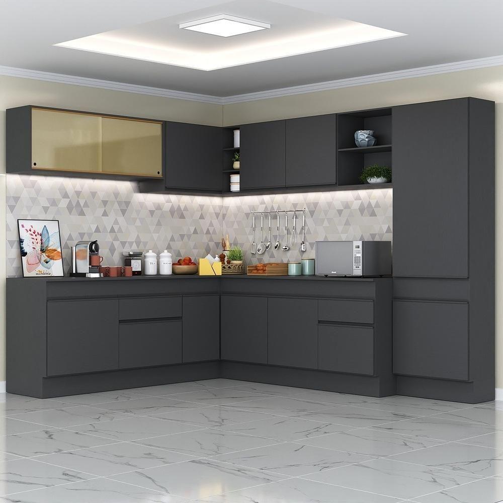 Miniatura Armário De Cozinha Completa De Canto Mp2100.895 Preto