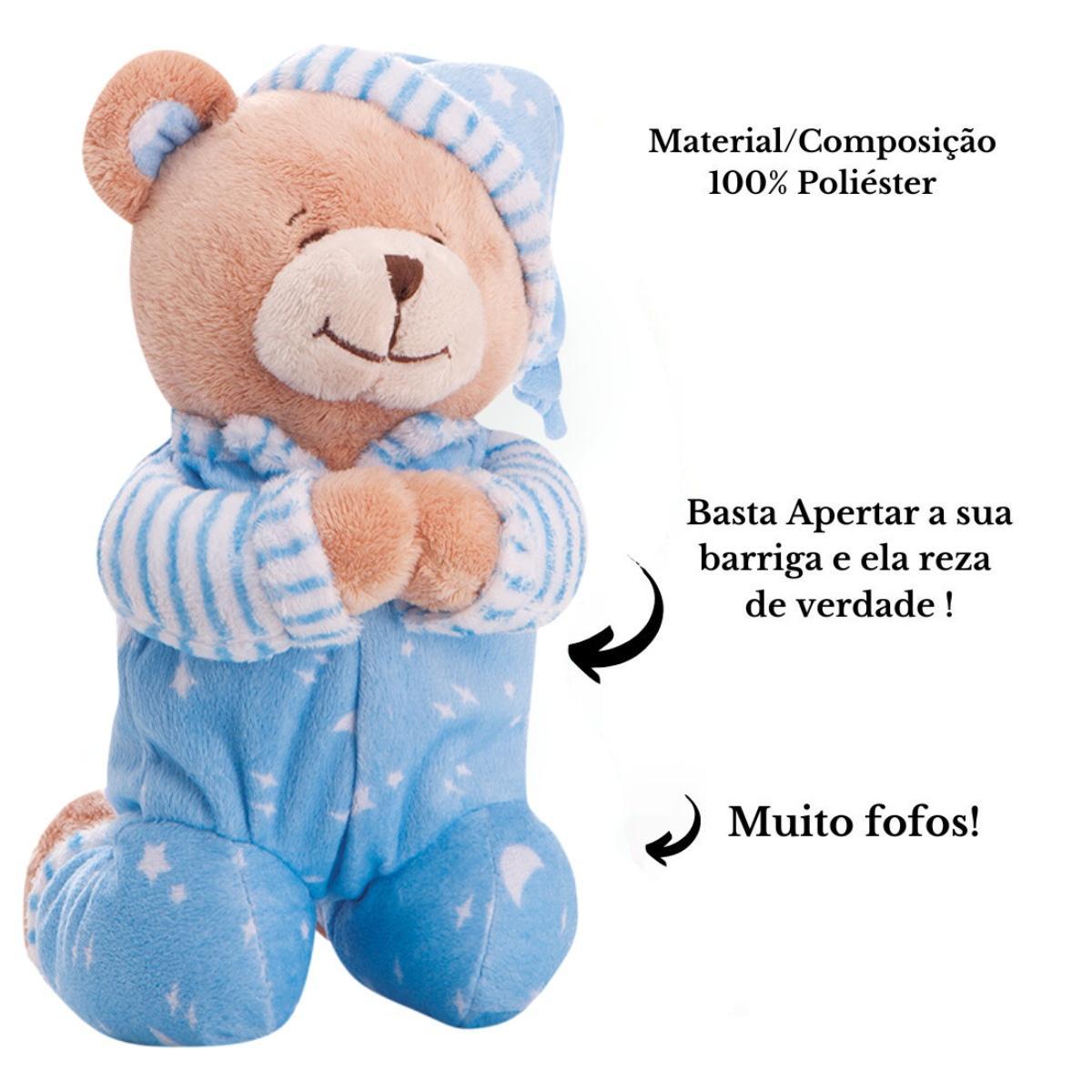 Kit Ursinho Infantil Pelucia Bebe Antialergico Grande 24 Cm
