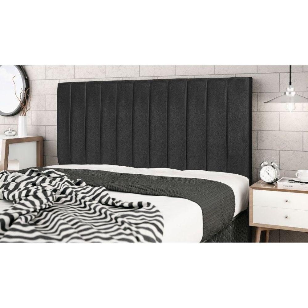 Cabeceira Estofada Cama Box Casal 140 Cm Leblon Suede Preto