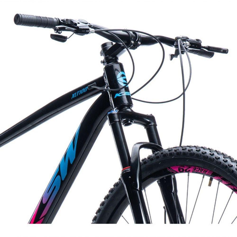Miniatura Bicicleta Ksw Aro 29 21 Velocidades Freio A Disco Mecânico Alumínio Preto/rosa/azul 21