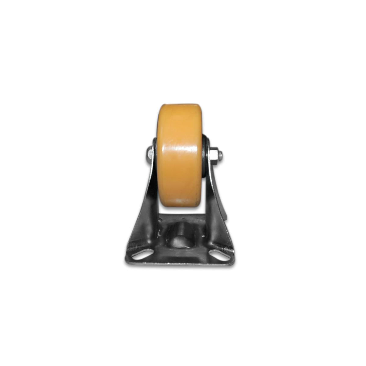 Miniatura Kit 8 Rodinhas 100Mm Ferro Com Poliuretano 4'' Placa Fixa