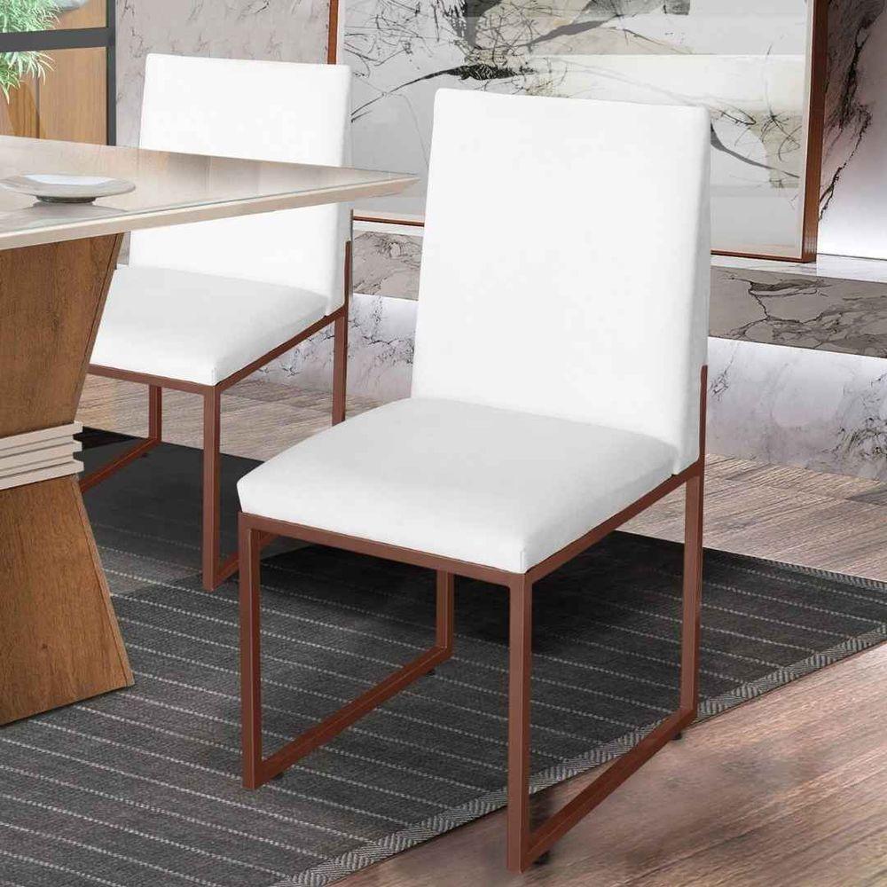 Miniatura Cadeira De Jantar Escritorio Industrial Garden Ferro Bronze Corino Branco