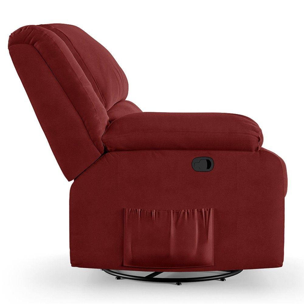 Miniatura Poltrona Do Papai Reclinável Pietra Glider Giratória Fh9 Veludo Vermelho - Mpozenato