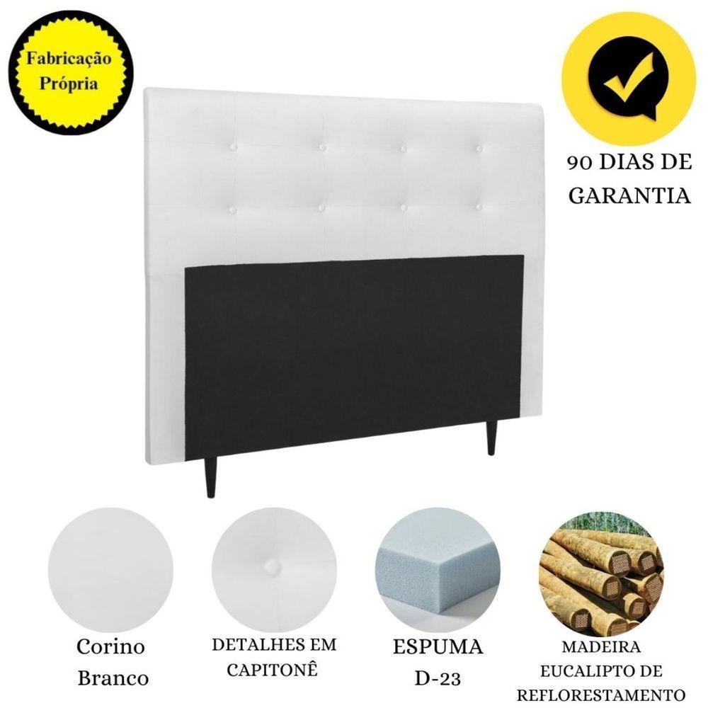 Cabeceira Estofada Cama Queen 160 Cm Helena Corino Branco