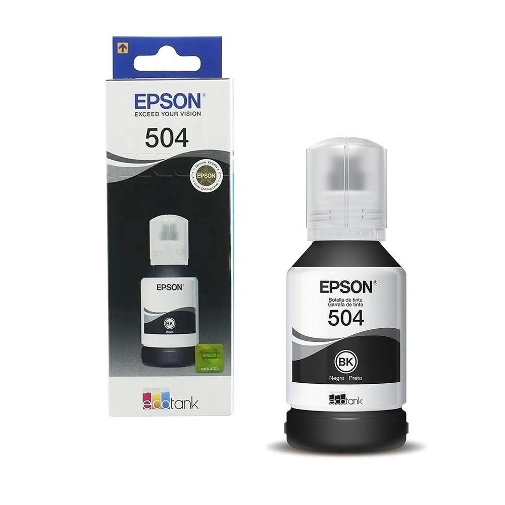 Miniatura Refil Tinta Epson T504 Original 504 L4150 L4160 L6161 6171 Preto 1x Unidade