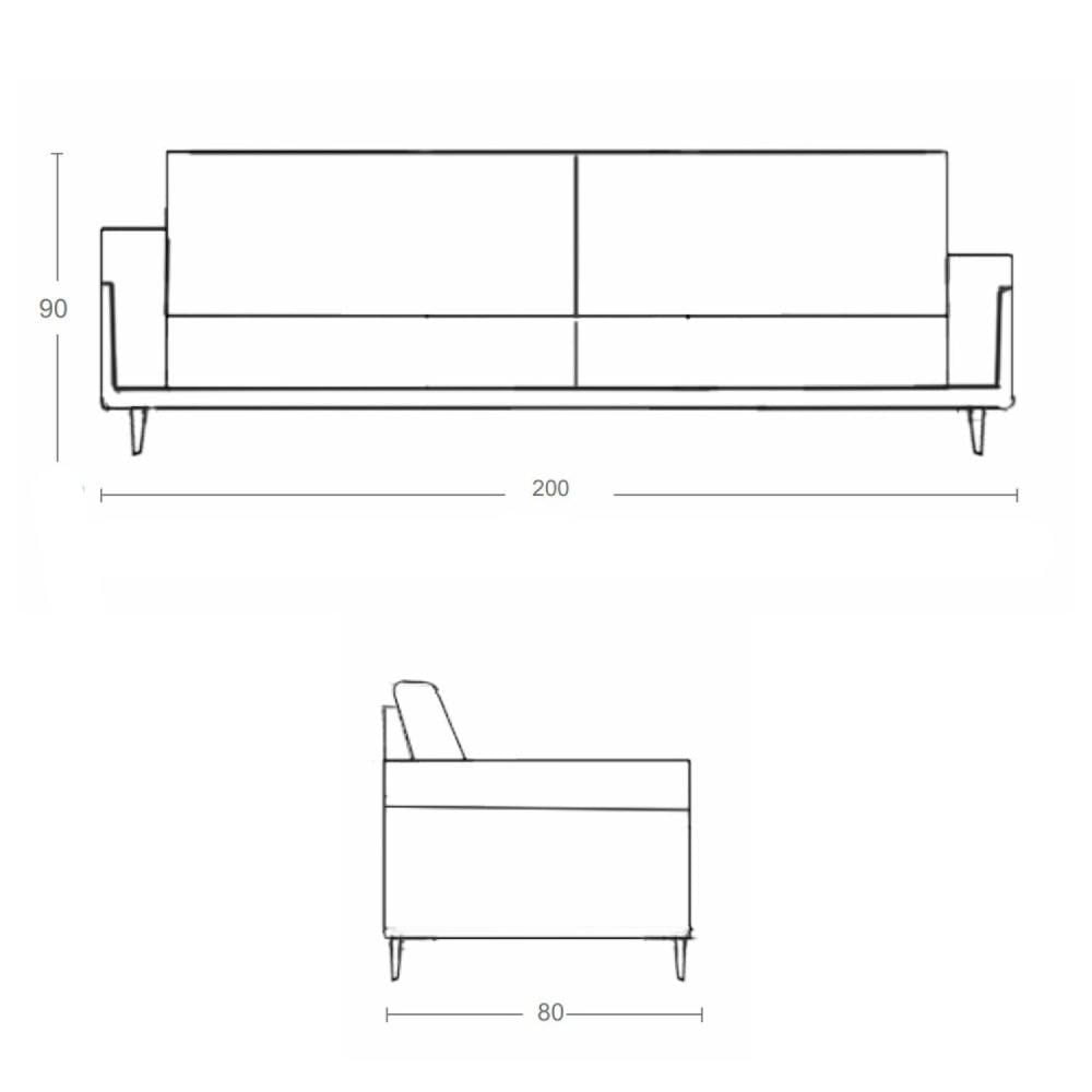 Miniatura Sofá Living Vintage 3 Lugares 200cm em Boucle Slim Cinza