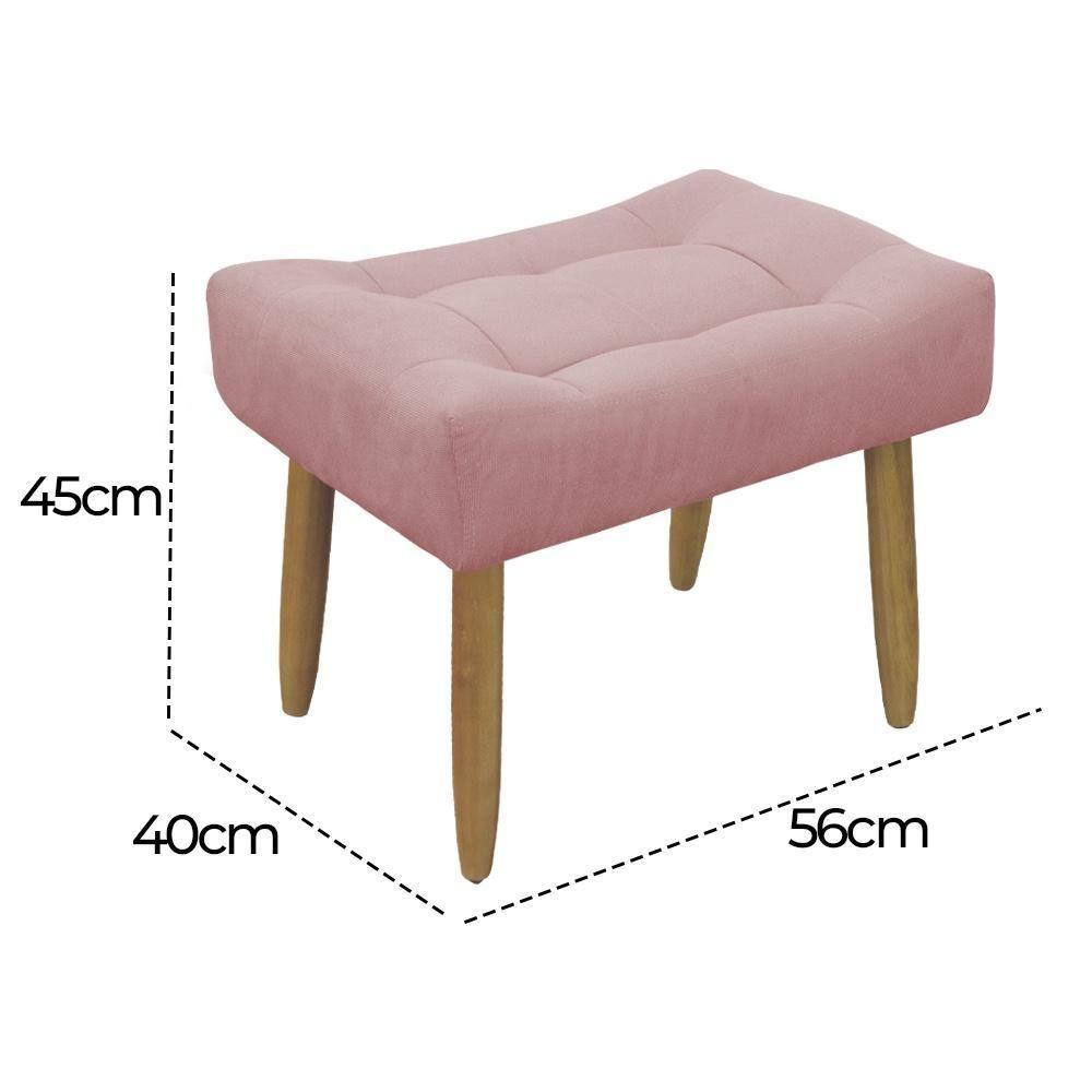 Miniatura Puff Banqueta Decorativo Pés Madeira Rosa