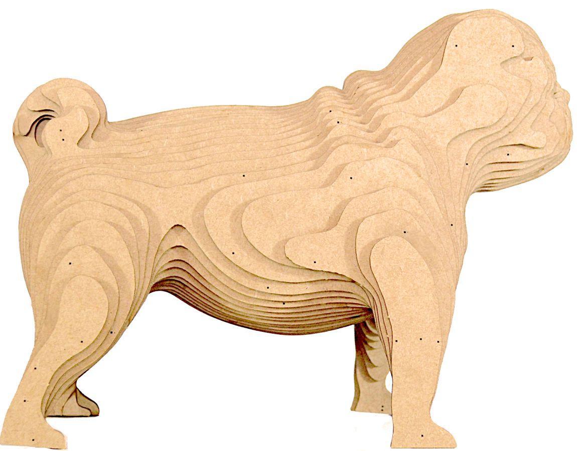 Miniatura Quebra Cabeças 3D Pug Decoração Ornamento Enfeite